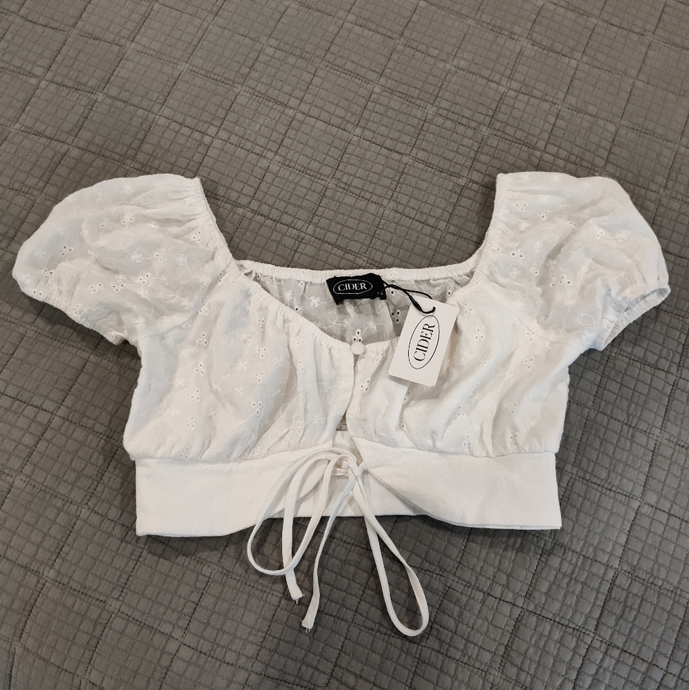 Cider Puff Sleeve Lace Top
